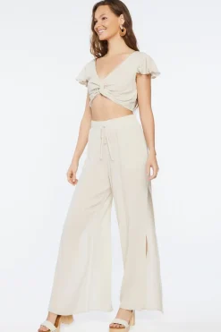 Twisted Crop Top & Slit Pants Set
