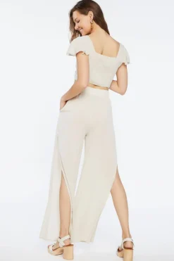 Twisted Crop Top & Slit Pants Set