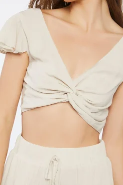 Twisted Crop Top & Slit Pants Set