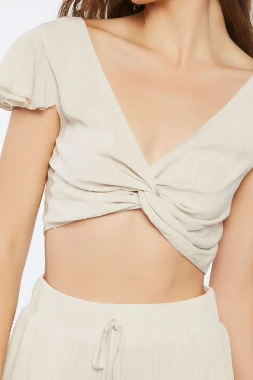 Twisted Crop Top & Slit Pants Set