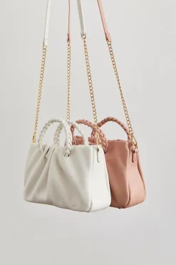 Twisted Faux Leather Crossbody Bag