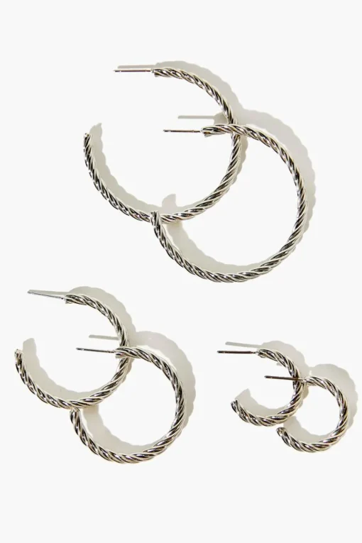 Twisted Open-End Hoop Earring Set