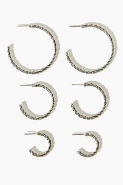 Twisted Open-End Hoop Earring Set