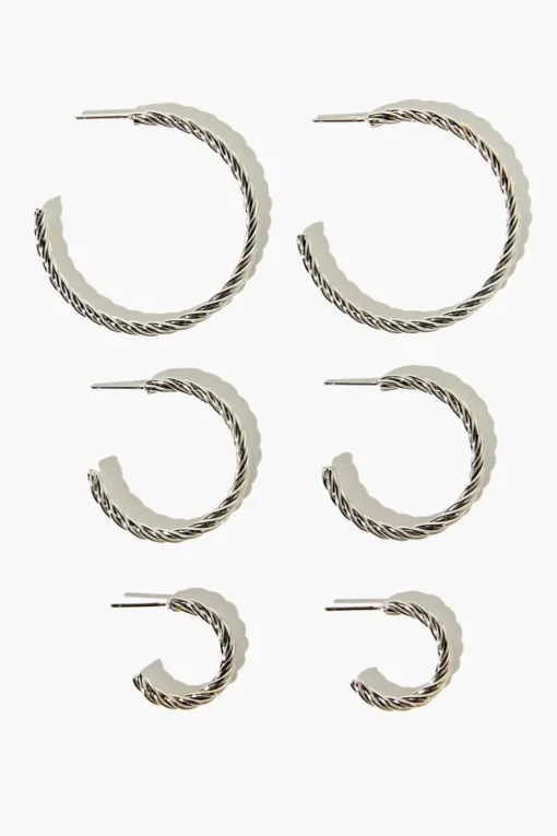 Twisted Open-End Hoop Earring Set