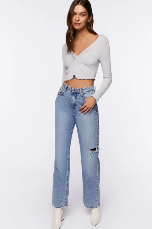 Twisted Split-Hem Crop Top