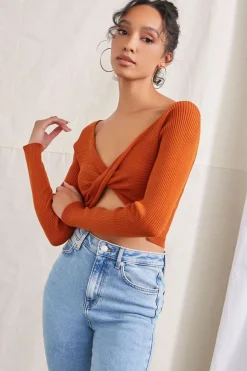 Twisted Sweater-Knit Crop Top