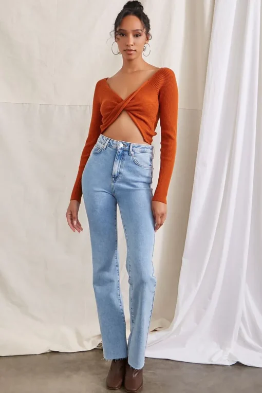 Twisted Sweater-Knit Crop Top
