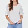 Twisted-Back Marled Knit Tee
