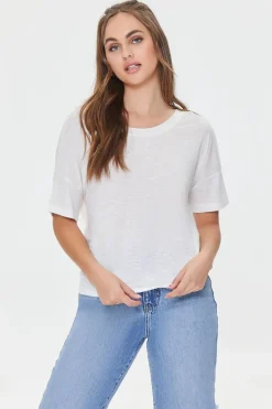 Twisted-Back Marled Knit Tee