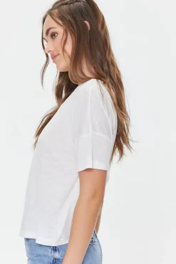 Twisted-Back Marled Knit Tee