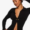Twist-Front Sweater-Knit Top