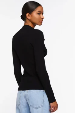 Twist-Front Sweater-Knit Top