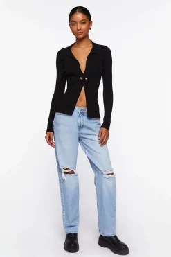 Twist-Front Sweater-Knit Top