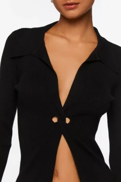 Twist-Front Sweater-Knit Top