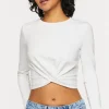 Twist-Hem Long-Sleeve Crop Top