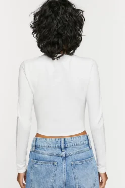 Twist-Hem Long-Sleeve Crop Top