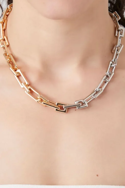 Two-Tone Anchor Chain Necklace