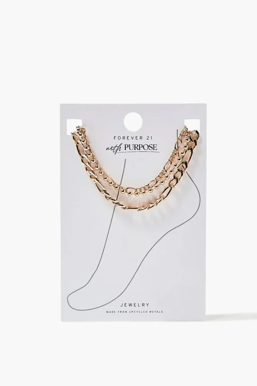 Upcycled Chain Anklet Set
