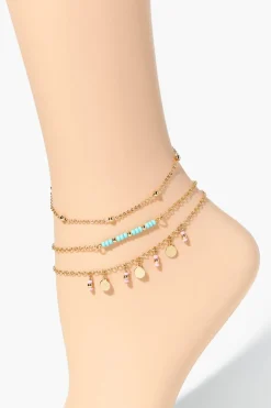 Upcycled Disc Beaded Anklet Set