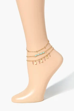 Upcycled Disc Beaded Anklet Set