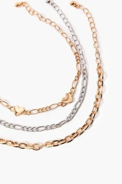 Upcycled Heart Chain Bracelet Set