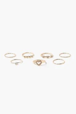 Upcycled Rhinestone Heart Ring Set