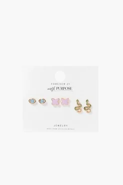 Upcycled Snake Stud Earring Set