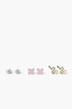 Upcycled Snake Stud Earring Set