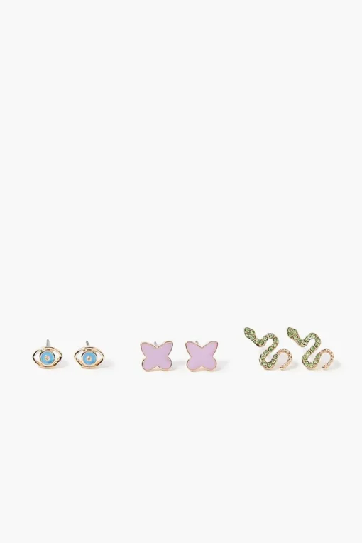 Upcycled Snake Stud Earring Set