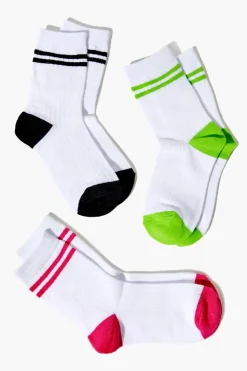 Varsity-Striped Crew Sock Set