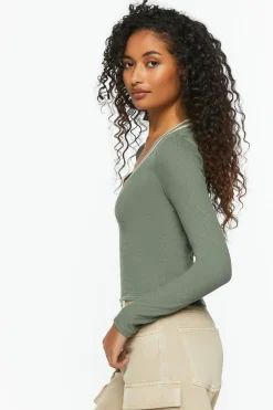 Varsity-Striped Long-Sleeve Top