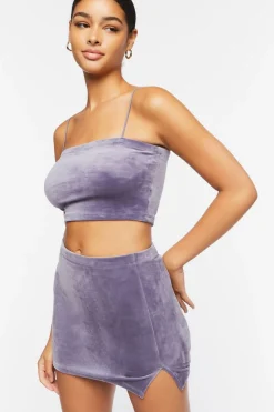 Velour High-Rise Mini Skirt
