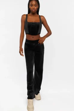 Velour Wide-Leg Pants