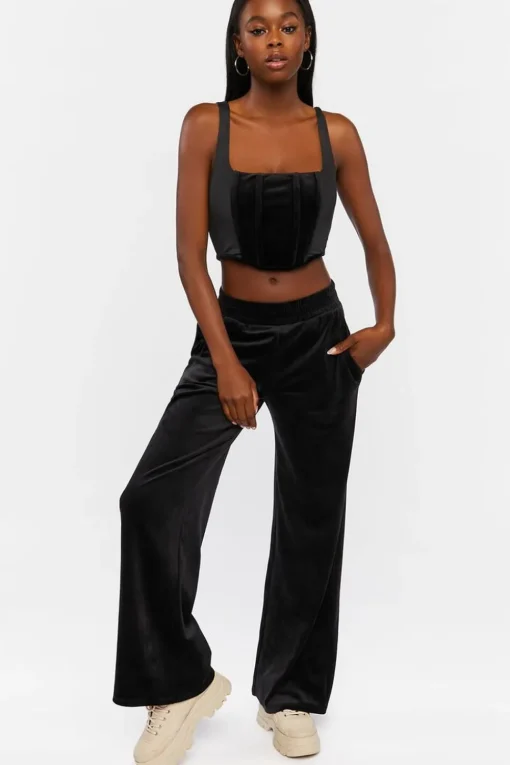 Velour Wide-Leg Pants