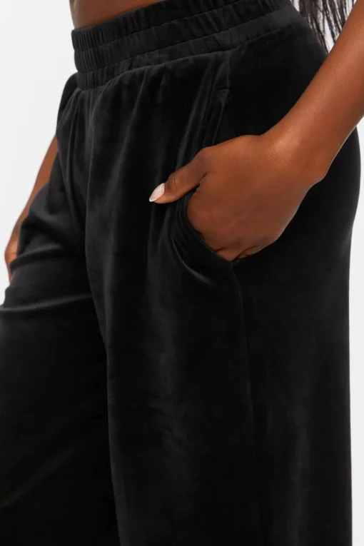 Velour Wide-Leg Pants