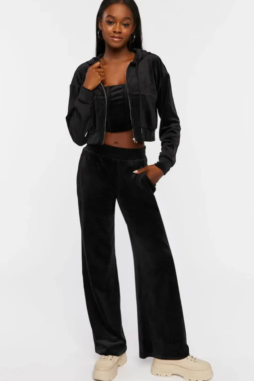 Velour Zip-Up Hoodie