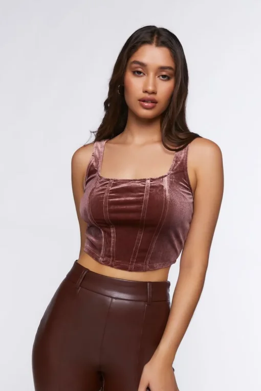 Velvet Cropped Tank Top