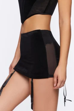 Velvet Garter Suspender Mini Skirt