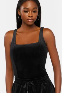 Velvet Square-Neck Bodysuit