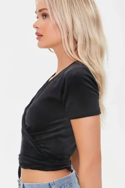 Velvet Wrap Crop Top