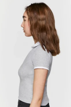 V-Neck Cropped Polo Shirt