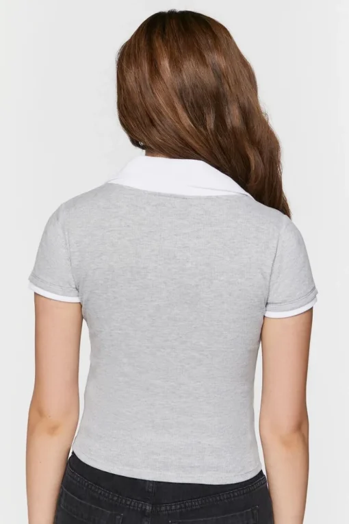 V-Neck Cropped Polo Shirt