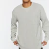Waffle Knit Heathered Long-Sleeve Tee