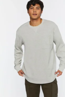 Waffle Knit Heathered Long-Sleeve Tee