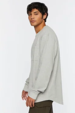 Waffle Knit Heathered Long-Sleeve Tee