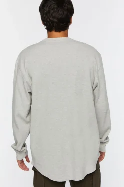 Waffle Knit Heathered Long-Sleeve Tee