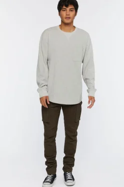 Waffle Knit Heathered Long-Sleeve Tee