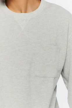 Waffle Knit Heathered Long-Sleeve Tee