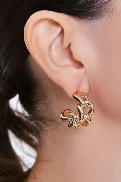 Warped Chain Hoop Earrings