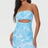 Water Print Cutout Tube Dress